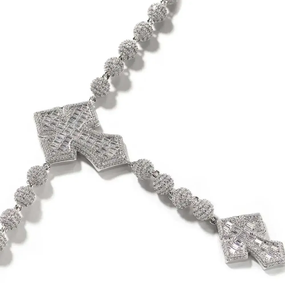 Silver Cross Necklace With Zirconia 89 D 6
